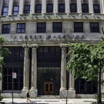 "New York City, USA - September 1, 2012: The office building of the well known Forbes Magazine located in Greenwich Village in Manhattan on a bright sunny Saturday afternoon."