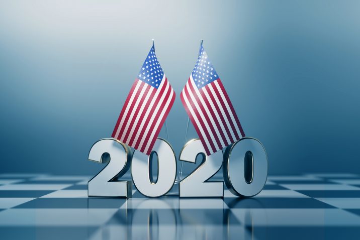 American Flag Pair and 2020 on A Chess Board