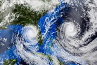 Hurricane approaching the US coast .Elements of this image are furnished by Nasa.3d illustrat